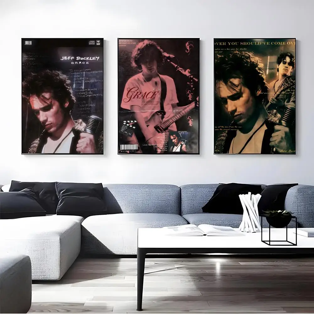 Singer Jeff Buckley Poster Self-adhesive Art Waterproof Paper Sticker Coffee House Bar Room Wall Decor