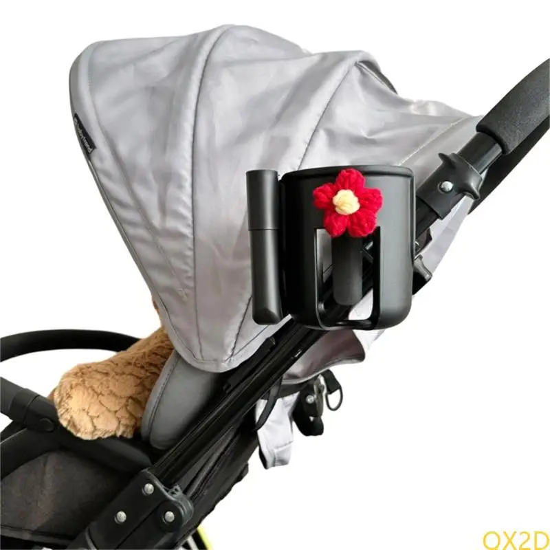 

QX2D 2-in-1 Stroller Cup Holder with Phone Mount for Busy Parents Adjustable Clamp