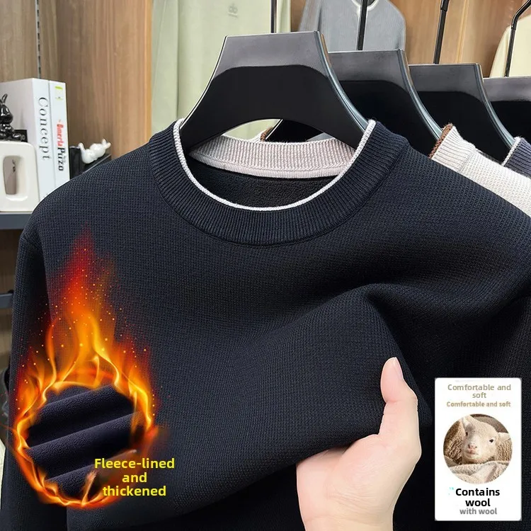 

Мужской круглый вязаный шерстяной свитер Fce Lined Thi Warm Ciwalk Winter Faion, мягкий полиэстер, длинный топ