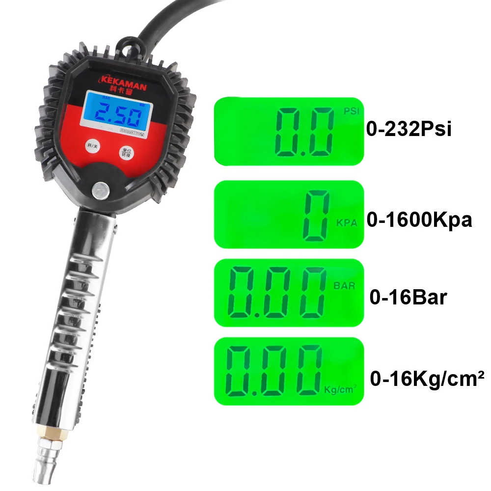 Tire Air Pressure Monitoring Gauge Tester Digital Tire Inflator Inflator Pump Tools Multifunctional Car Motorcycle 0-16Bar