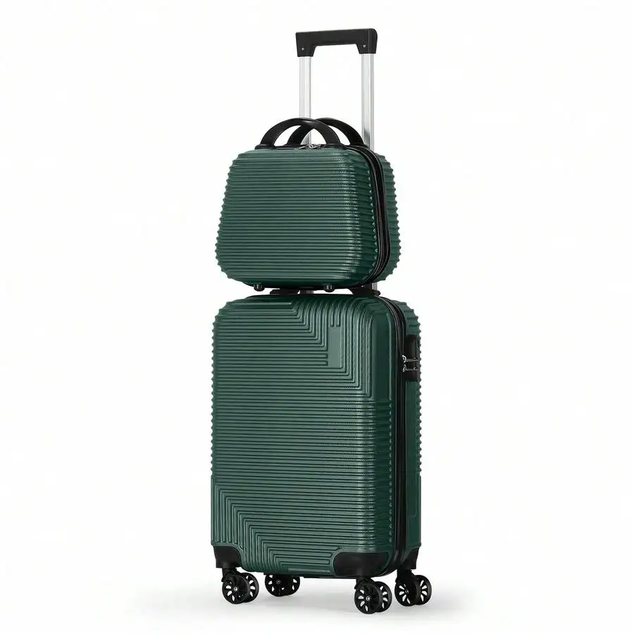 2 Piece Carry On Luggage Sets, PC+ABS Hardside Suitcases With Spinner Wheels And TSA Lock For Travel.