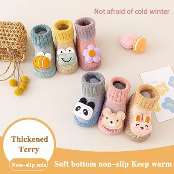 Nette Cartoon Tier Baby Schuhe Fuß Boden Socken Für Junge Mädchen Winter Weiche Baumwolle Anti Slip Sohlen Neugeborenen Kleinkind Erste Wanderer