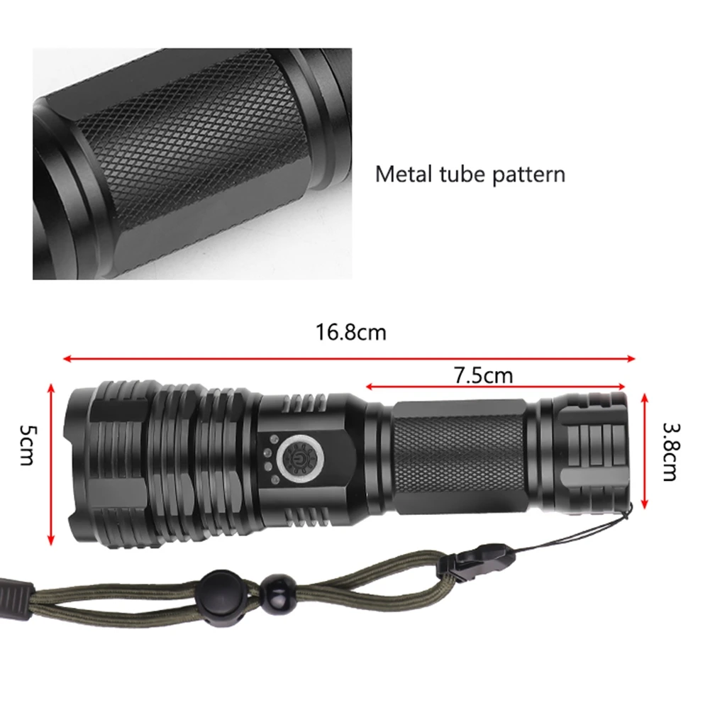 LED Torch 1500 Lumens,Rechargeable Zoomable Torch with 5 Light Modes,Small Flashlight for Camping Hiking Fishing Running