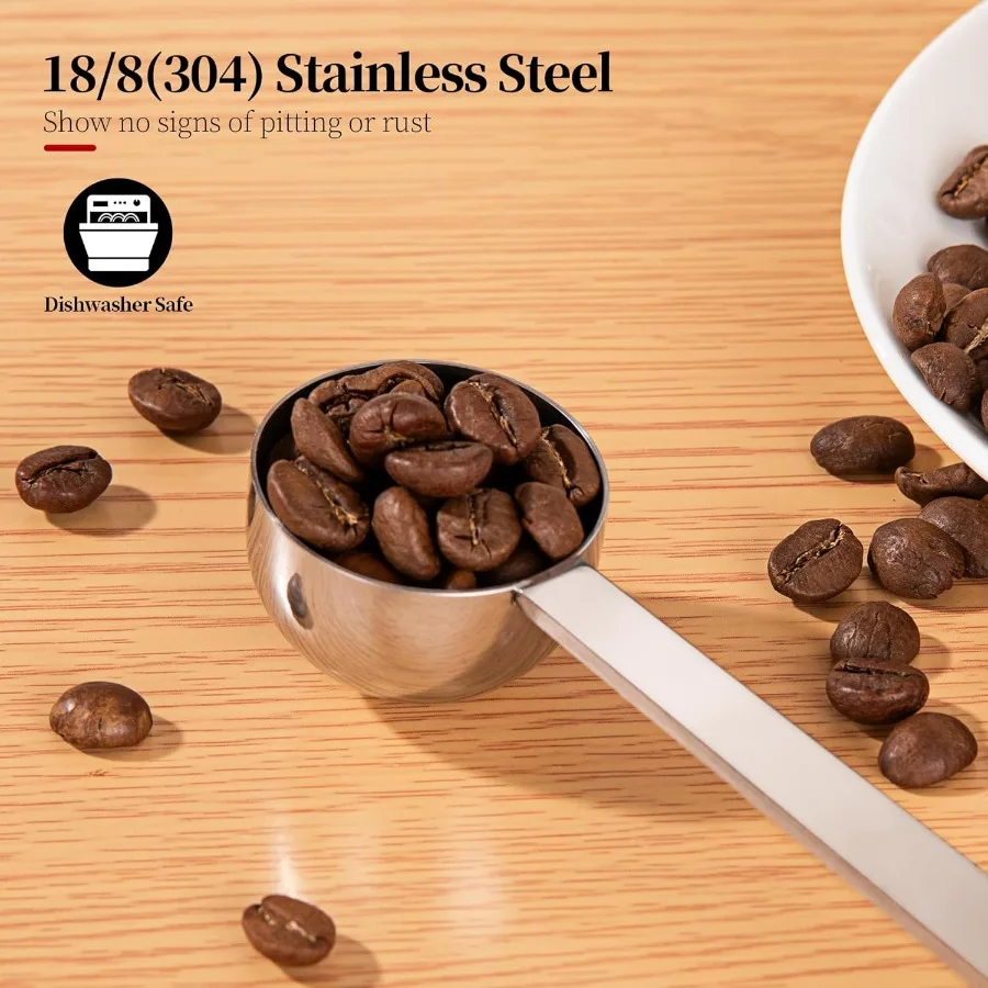 مقبض طويل مغرفة القهوة 18/8 الفولاذ المقاوم للصدأ الغذاء الصف قياس ملعقة لحبوب البن مساحيق السكر 9.9in مغرفة معدنية طويلة #3
