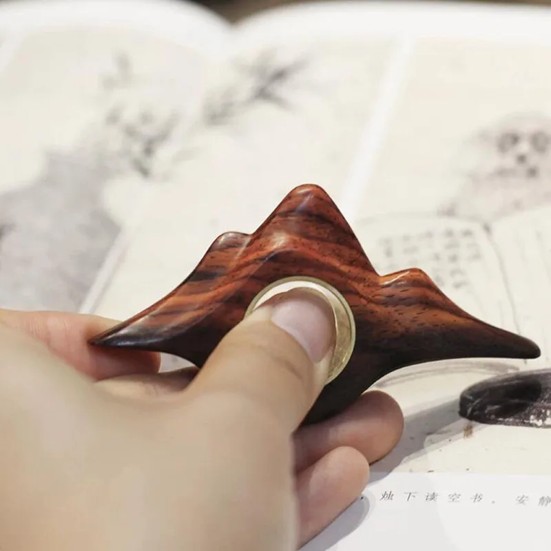 Soporte de Lectura Premium de Madera de Cocobolo y Latón para el Pulgar - Herramienta de Lectura con una Sola Mano, Ayuda de Lectura Rápida, 20mm de Diámetro Interior, Hecho a Mano