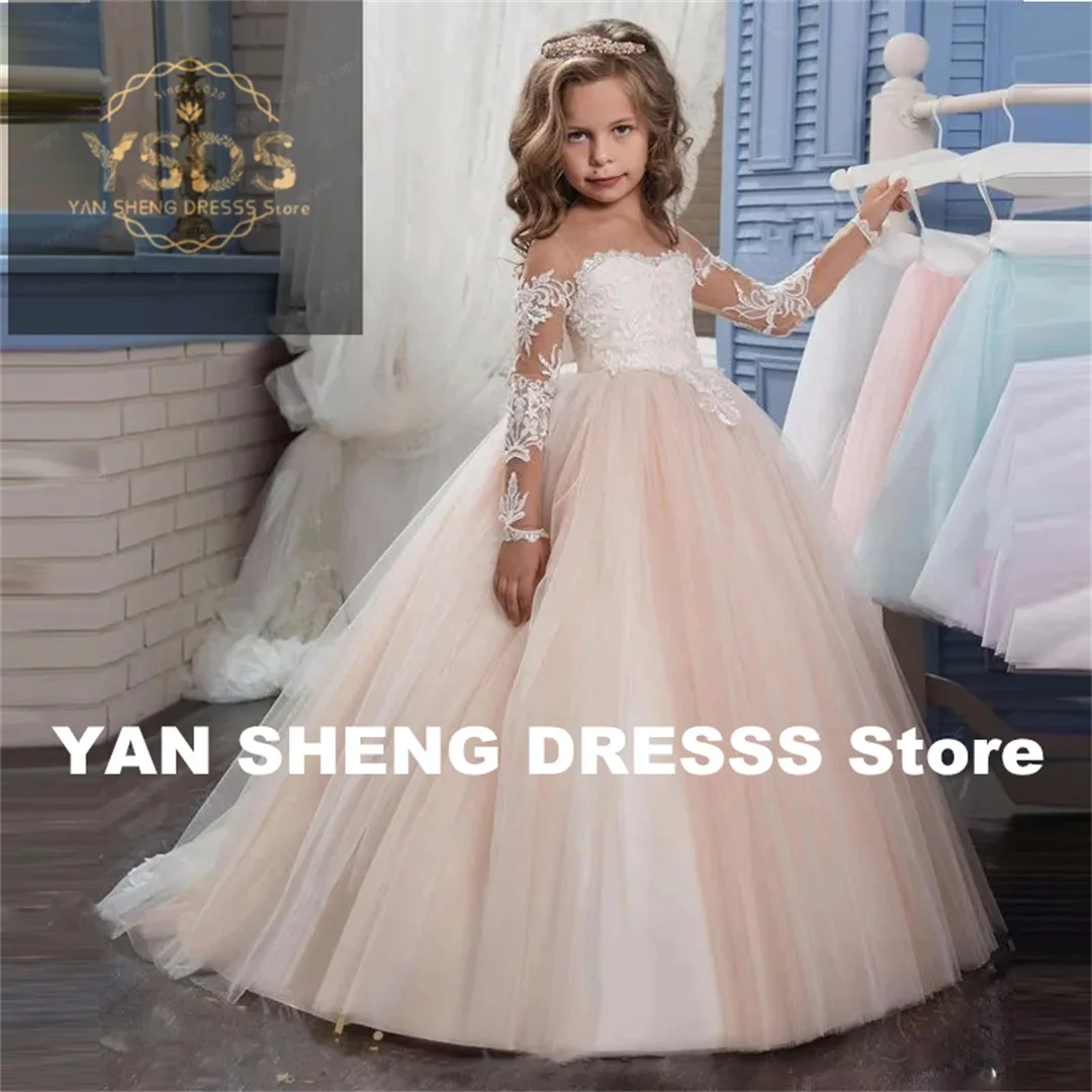 Flower Girls Dresses For Wedding Little Girl Toddlers Vintage Lace Child Princess First Communion Pageant Ball