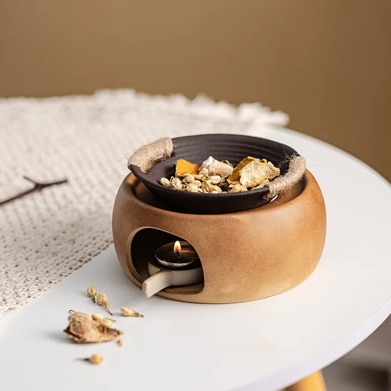 Zen inspired home retro handmade baking oven, ceramic incense plant, cedar aromatherapy oven, tea oven, desktop decoration