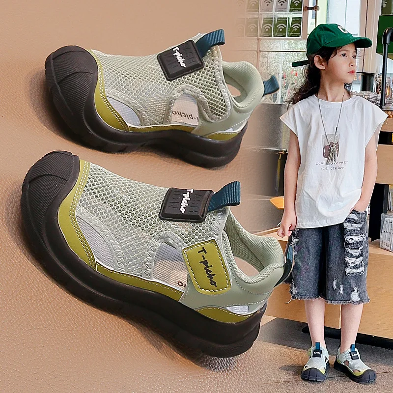 Sandali avvolgenti per bambini nero verde Mesh traspirante leggero ragazzi ragazze Sneakers bianco verde morbido scarpe da Tennis per bambini