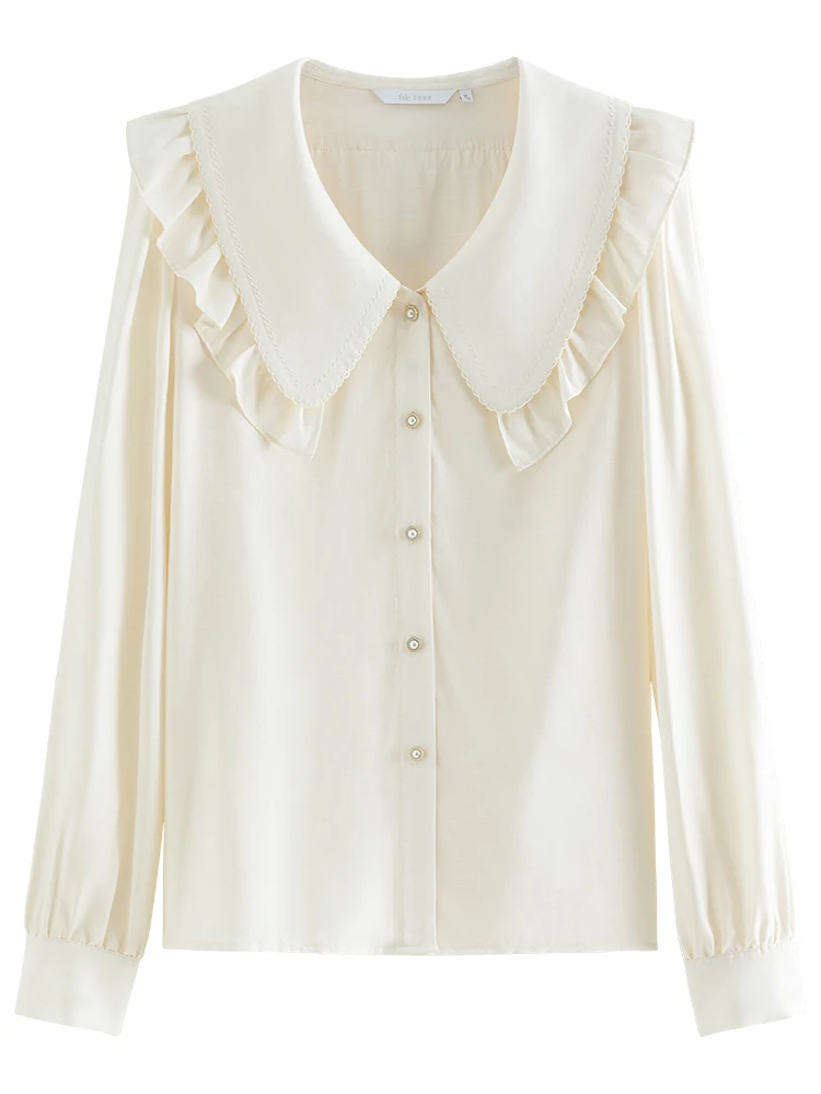 FSLE Sweet Style Big Doll Collar Long-sleeved Shirt for Women Spring French Design Age-reducing Top Shirts Female 24FS11216