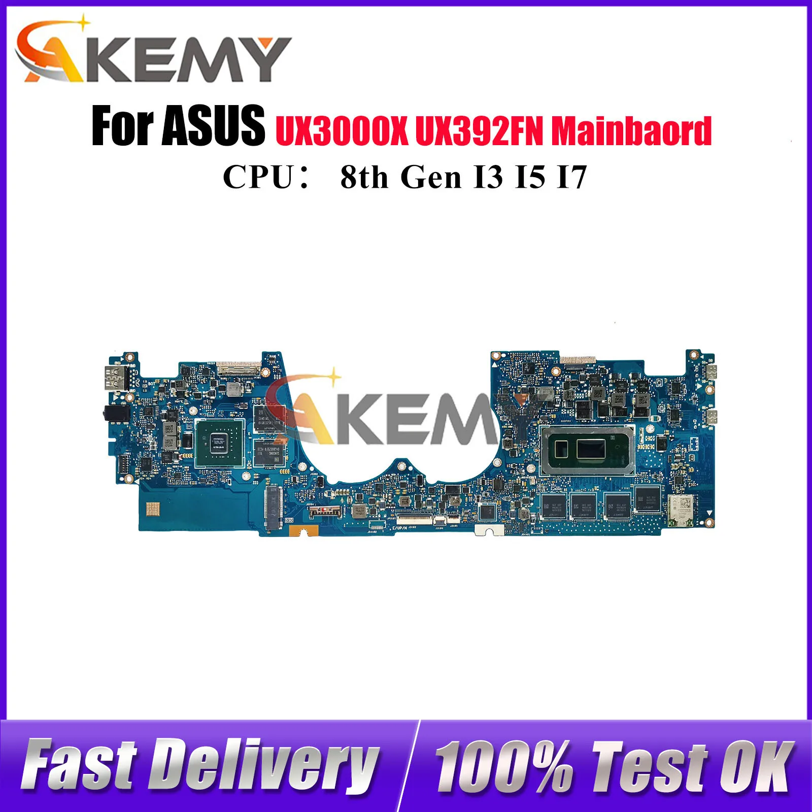 

UX392FN Laptop Motherboard For ASUS ZenBook UX392F UX3000X S13 UX392FN Notebook Mainboard With I3 I5 I7 CPU 100% tests OK stk