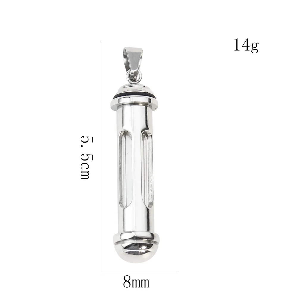 Stainless Steel Cylinder Tube Bottle Ashes Urn Pendant Jewelry Memorial Open Eternity Cremation Necklace Ash Case Pill Holder