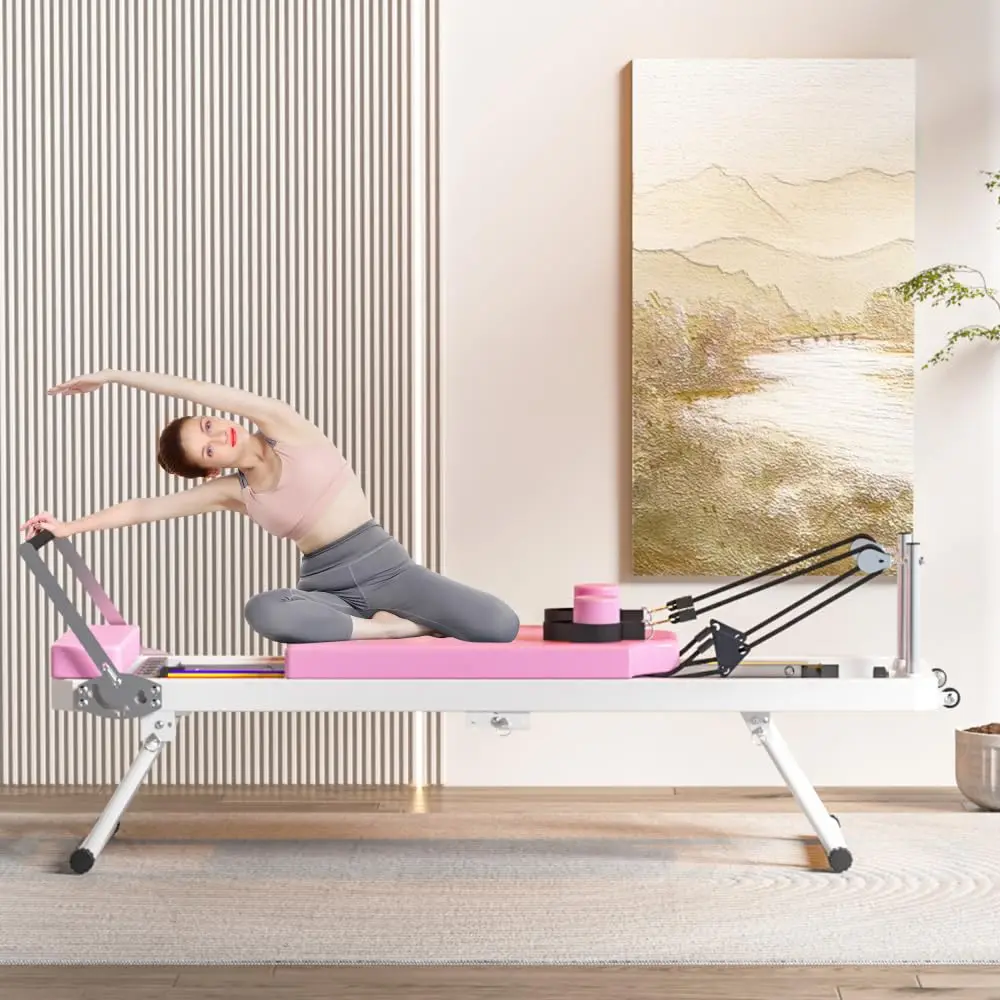Pilates Core Bed, Foldable Home Exercise Equipment, Pink