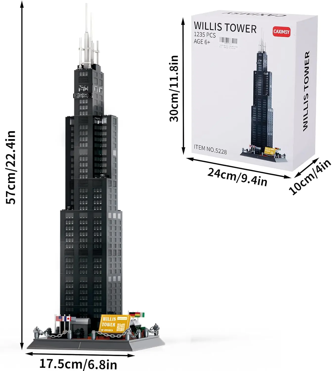 Willis Tower Chicago Architektur-Modellbausteine-Sets, das Büro, Sehenswürdigkeiten, Skyline-Set, Spielzeugsammlung für Kinder und Erwachsene, 12