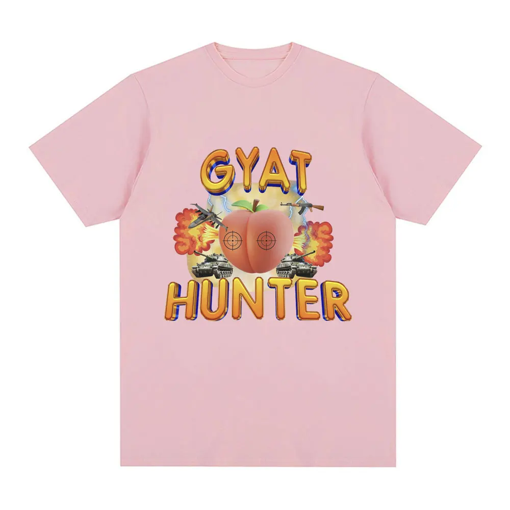 Gyat Hunter Funny Meme T-Shirt Men Women Fashion Vintage Short Sleeve T-shirts Casual Loose T Shirt Streetwear