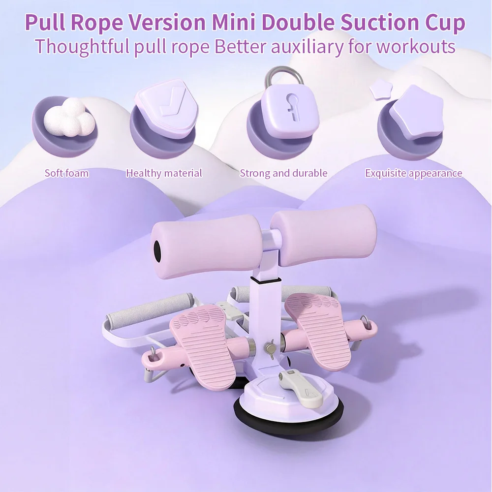 Adjustable Suction Cup Sit-Up Bar, Portable Non-Slip Sit-Up Foot Holder with Resistance Bands for Home Abdominal Core Training