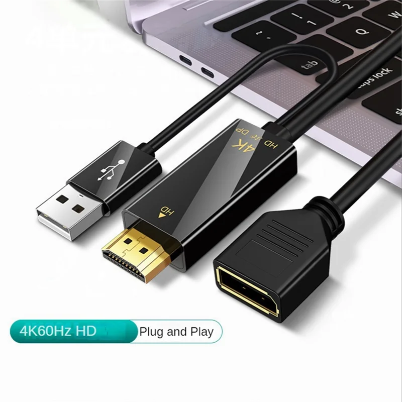 Kabel adaptor konverter port HDMI pria ke Displayport Female 4K @ 60Hz kompatibel dengan DP