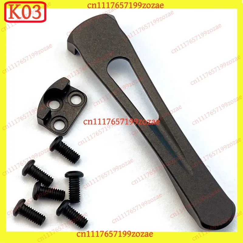 K03 1PC CNC Titanium Alloy Pocket Clip with 6 Screws for C81 C223 Knife Accessories Replacement Parts