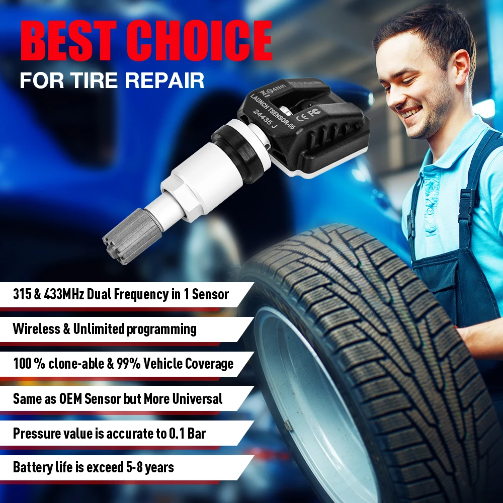 LAUNCH FR Sensor 433 315MHZ TPMS Sensor 4pcs/lot Tire Repair Tool Scanner Tire Pressure Monitor Tester Programming FR-Sensor