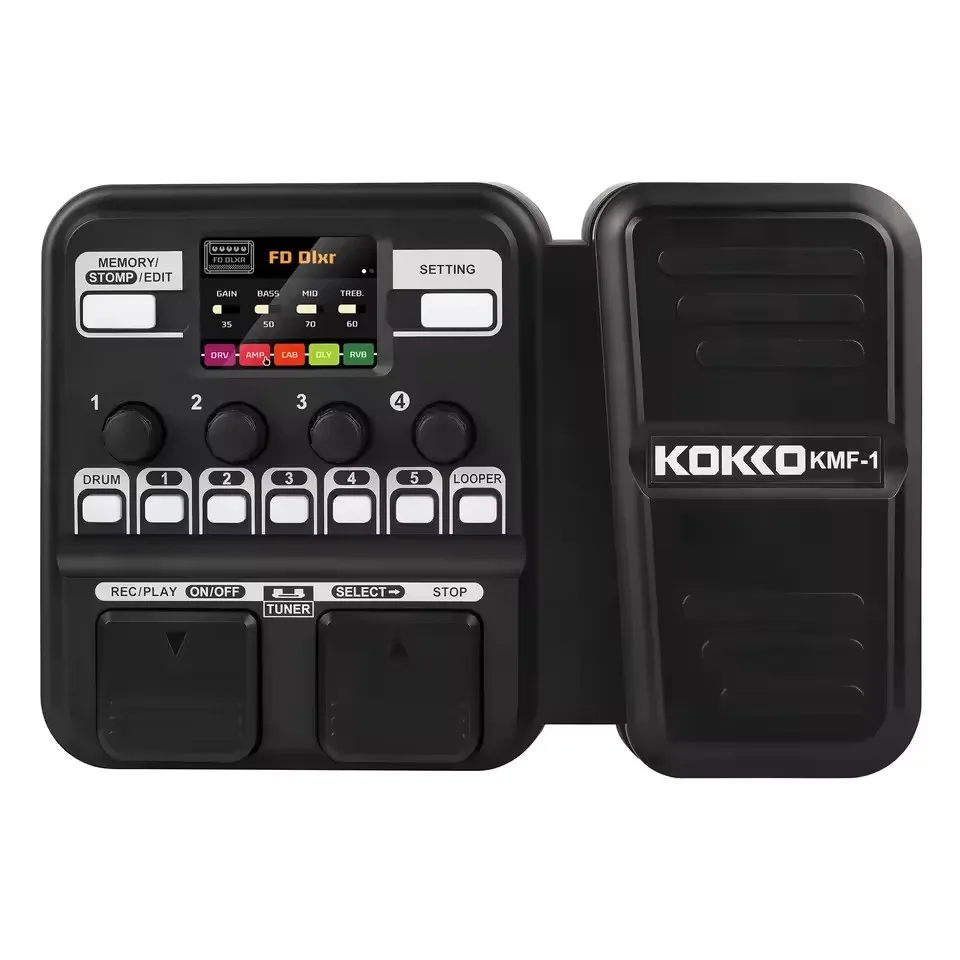 KOKKO KMF-1 guitarra bajo acústico procesador multiefectos con máquina de tambor grabador procesador de efectos sintonizador Pedal de expresión