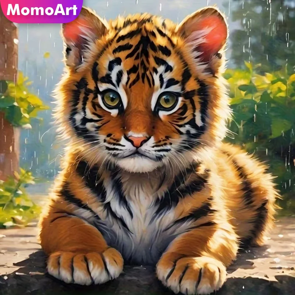Momoart DIY Diamantmalerei Tiger Tier Bastelset Diamantmosaik Neuerscheinung Strass-Bild Stickerei Handgemachtes Geschenk