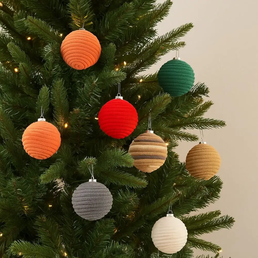 

3pcs 7/10cm Christmas Ball Ornaments Flocking Shatterproof Christmas Tree Hangings Ball Plastic Merry Xmas Tree Decor