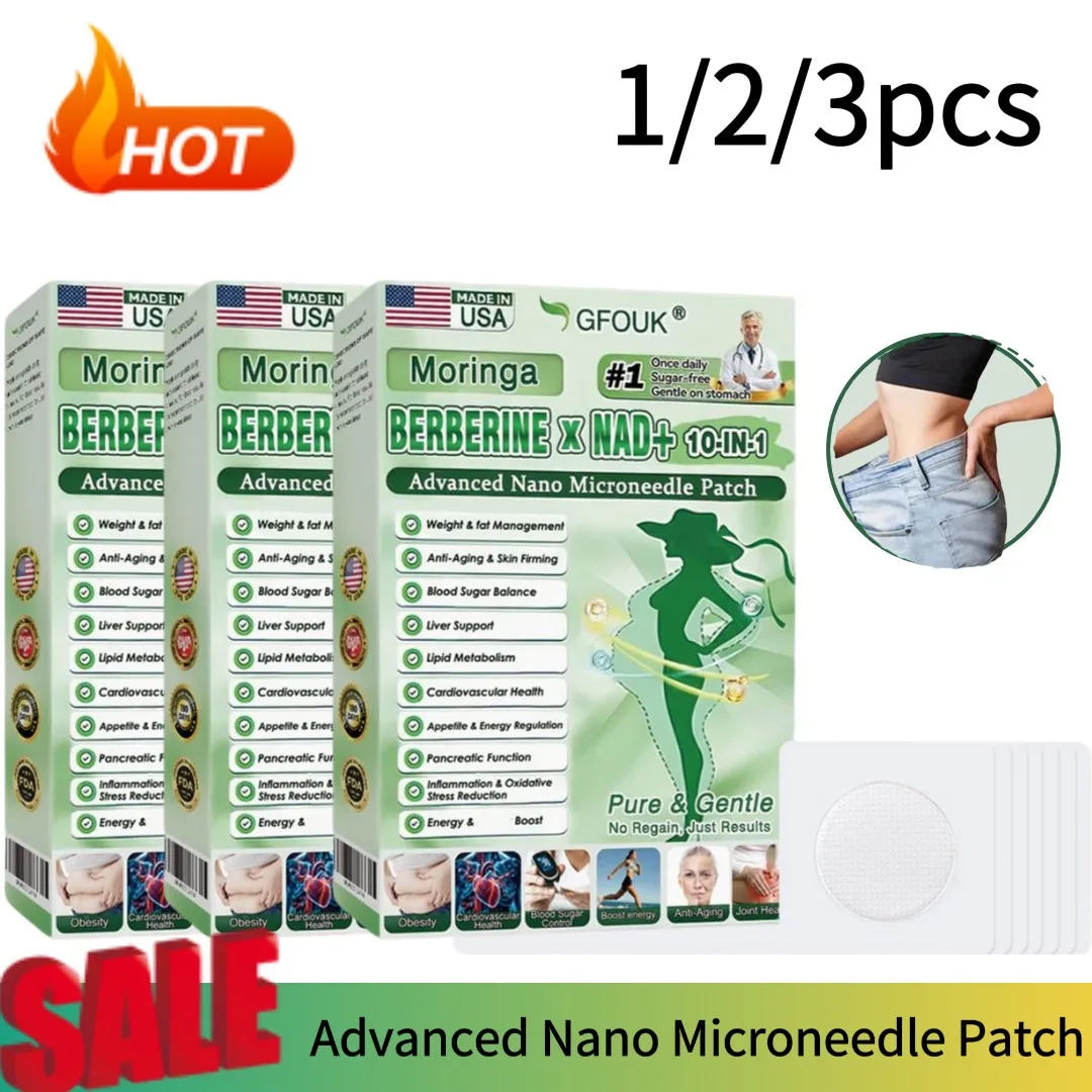 Portable 10-in-1 Berberine x NAD+ Patches Weight Management Nano Microneedle Sticker Daily Body Slimming Care Moisturizing Patch