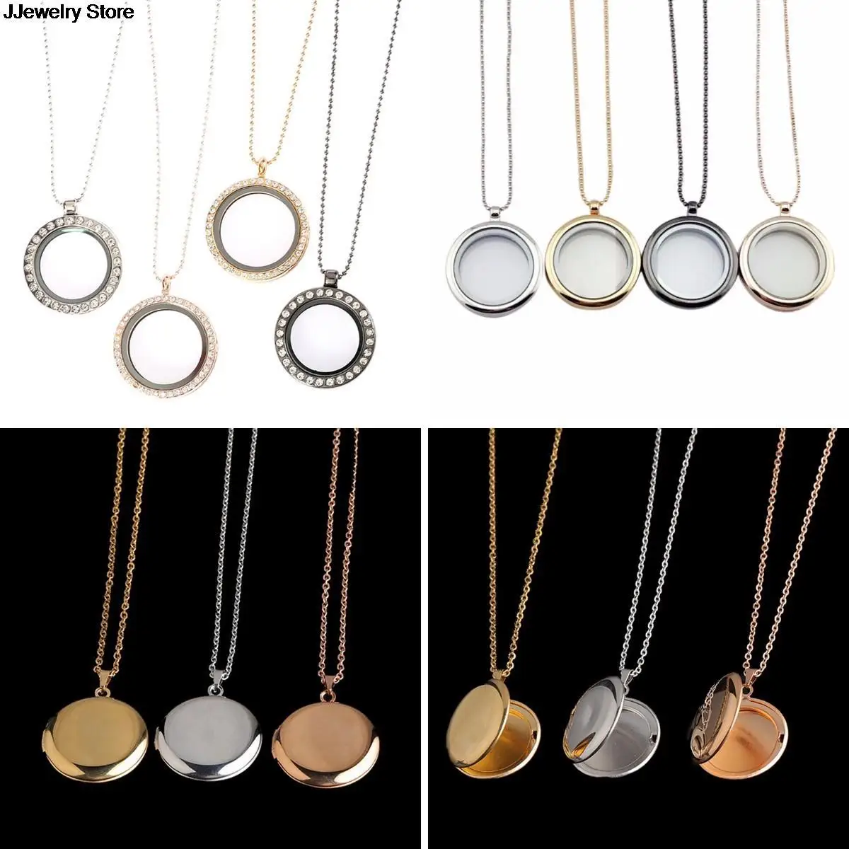 Round Living Memory For Floating Charm Glass Locket Pendant Necklace Gifts Circular Openable Photo Frame Glossy Necklaces