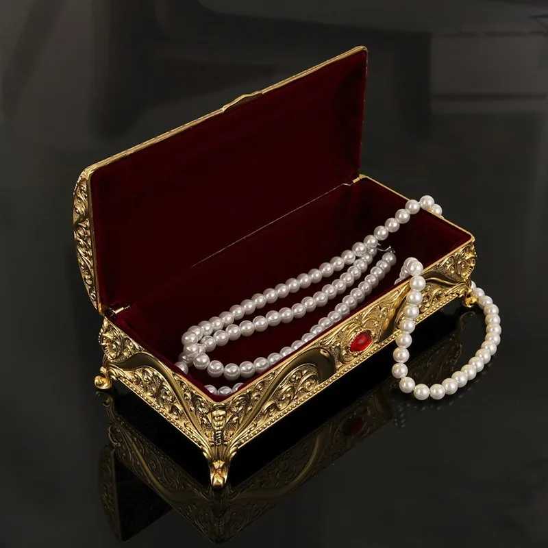 Metal Jewelry Box Luxury Retro Aesthetic Jewelry Box Creative Antioxidant Necklace Bracelet Organizer Boxes Earring Gifts Case