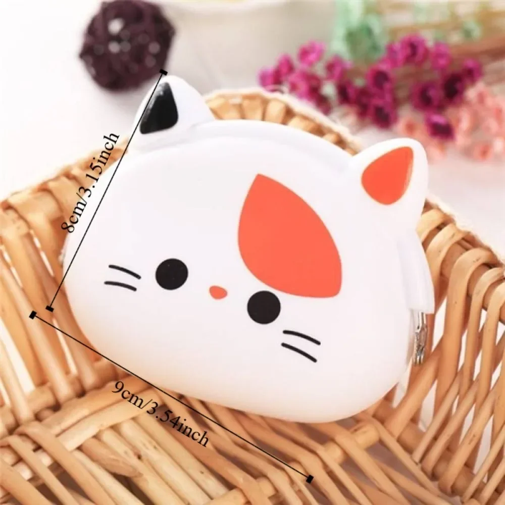 Solid Color Cartoon Silicone Coin Purse INS Mini Small Animal Wallet Portable Waterproof Data Cable Storage Bag Gift