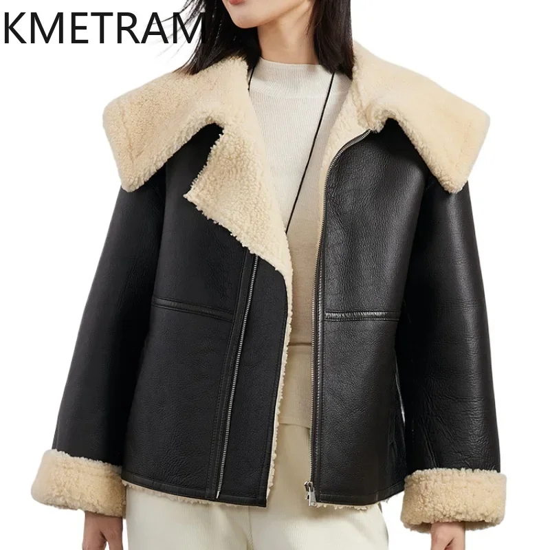 Natural Sheepskin Fur Jacket Women Winter Leather Jackets Woman Real Merino Wool Short Fur Coat Womans Clothing 2024 Fourrure