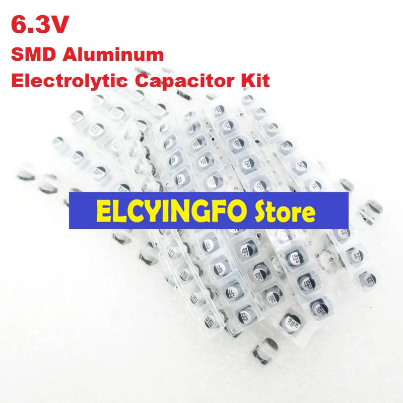 

140Pcs/Lot 9values 22uF-1500uF 6.3V 47uF 100uF 220uF 330uF 470uF 1000uF SMD Aluminum Electrolytic Capacitor Assorted Kit