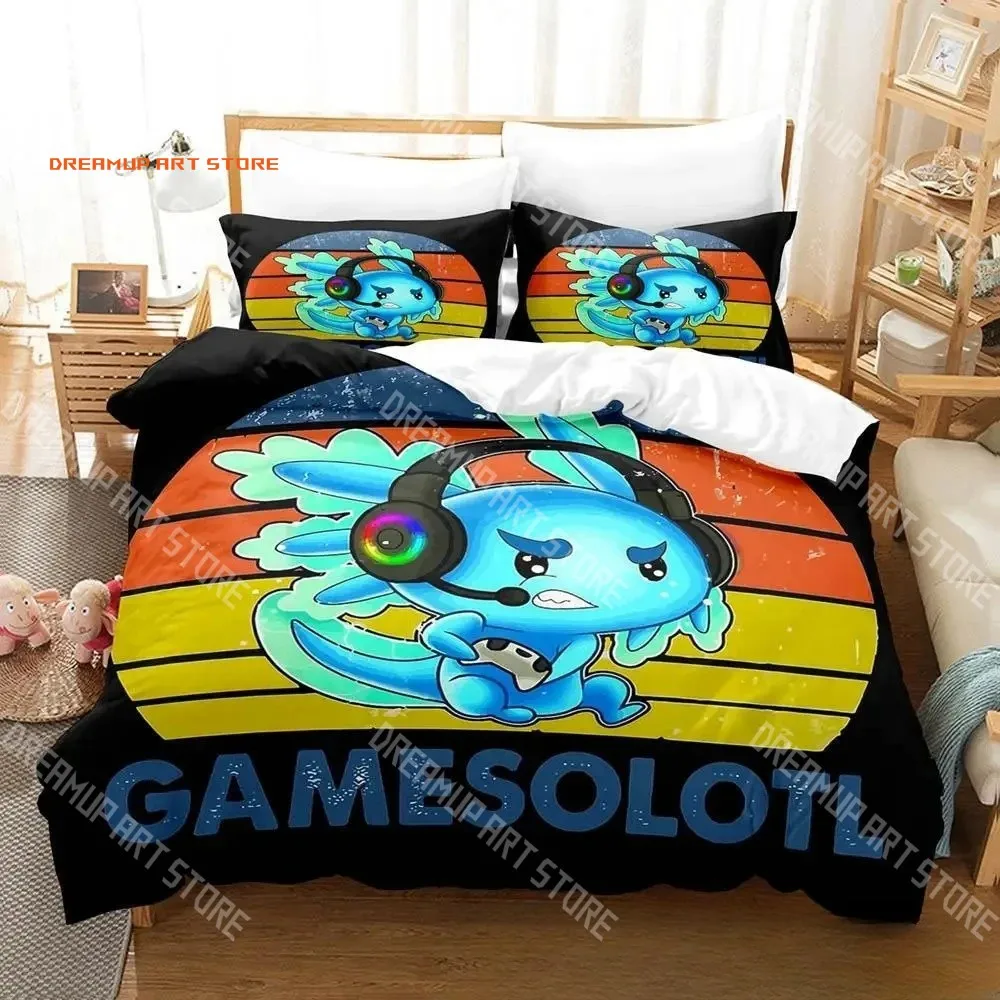 2026 Axolotl Single-sided Printed Bedding Set ,Comforter Gamer Kawaii Pastel Duvet Bedding Cover Pillows Comfortable Bedspreads