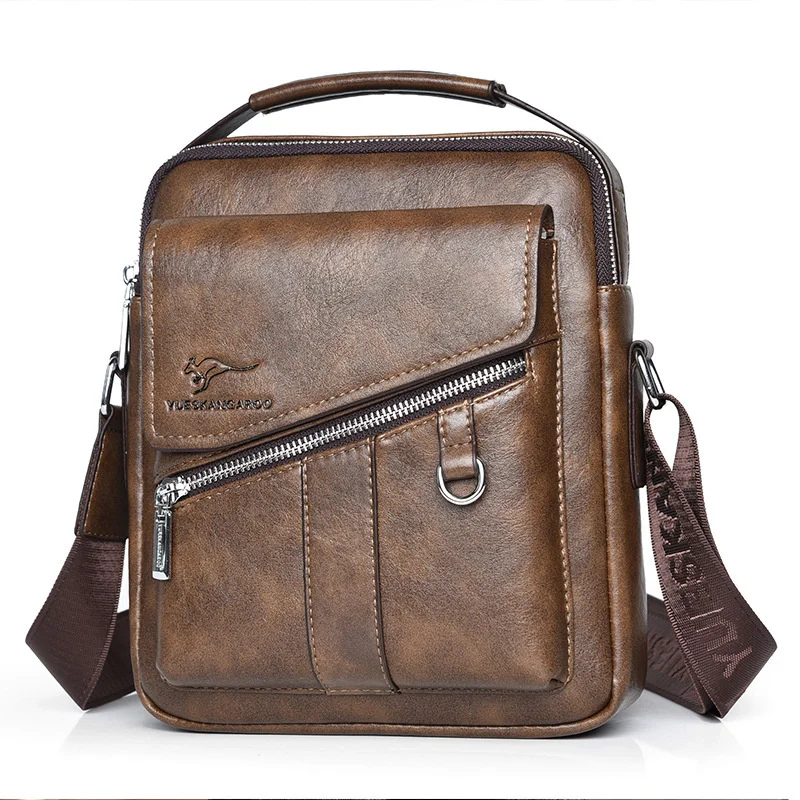 Bolso de hombro de cuero genuino de lujo para hombre, bandolera Vintage, bolso de mano pequeño, bolso informal para hombre