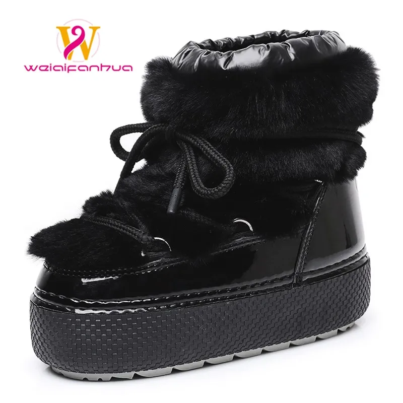 

Women's snow boots 2025 new style, thick sole, warm, waterproof, flat bottom, ankle boots for women