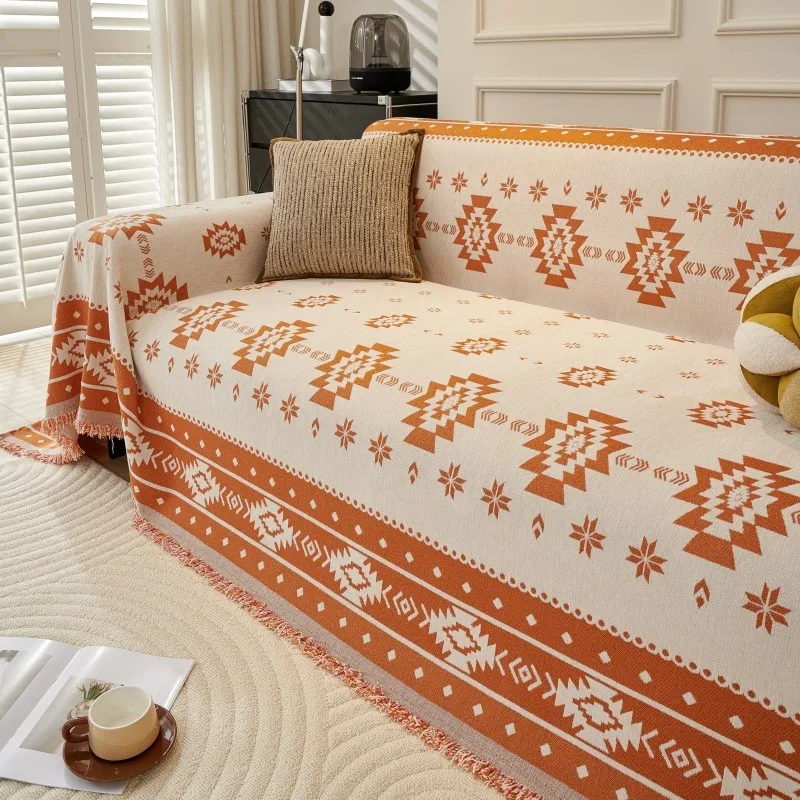 1pcs Bohemia Jacquard Sofa Cover Two Sided Chenille Non Slip One Piece Seat Mat Four Season Universal Protector Towel Home Decor