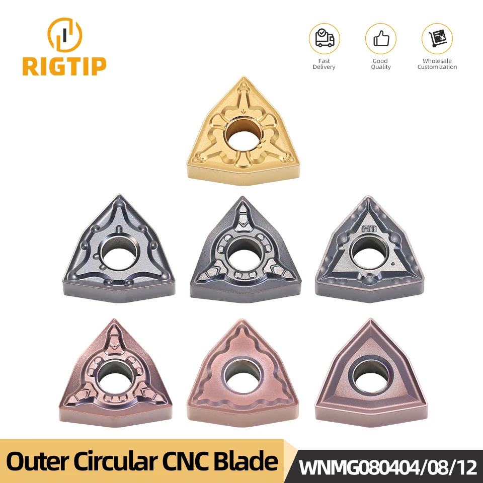 RIGTIP WNMG080404/08/12 Carbide Inserts for MWLNR External Turning Tool WNMG R-S/L-S Blade Stainless Steel Cutter CNC Lathe