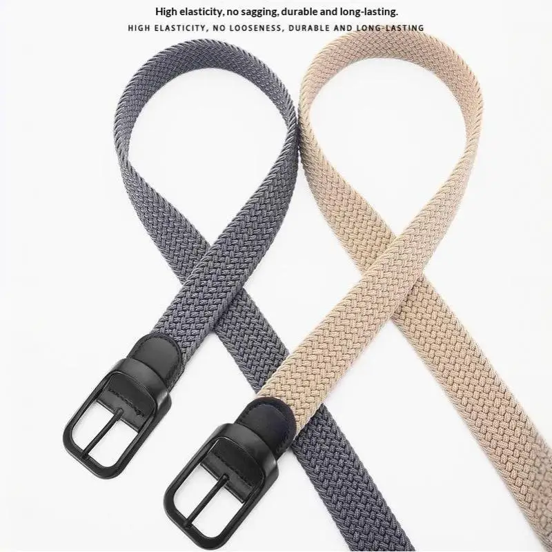 Hochwertiger Herrengürtel, modischer, atmungsaktiver Strickgürtel, passend zu Jeans für Männer. – Detail 7