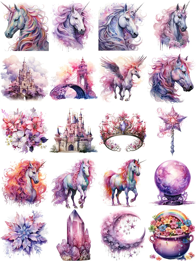 20Pcs/Pack Unicorn Castle Sticker DIY Craft Scrapbooking Album Junk Journal Decorative Stickers