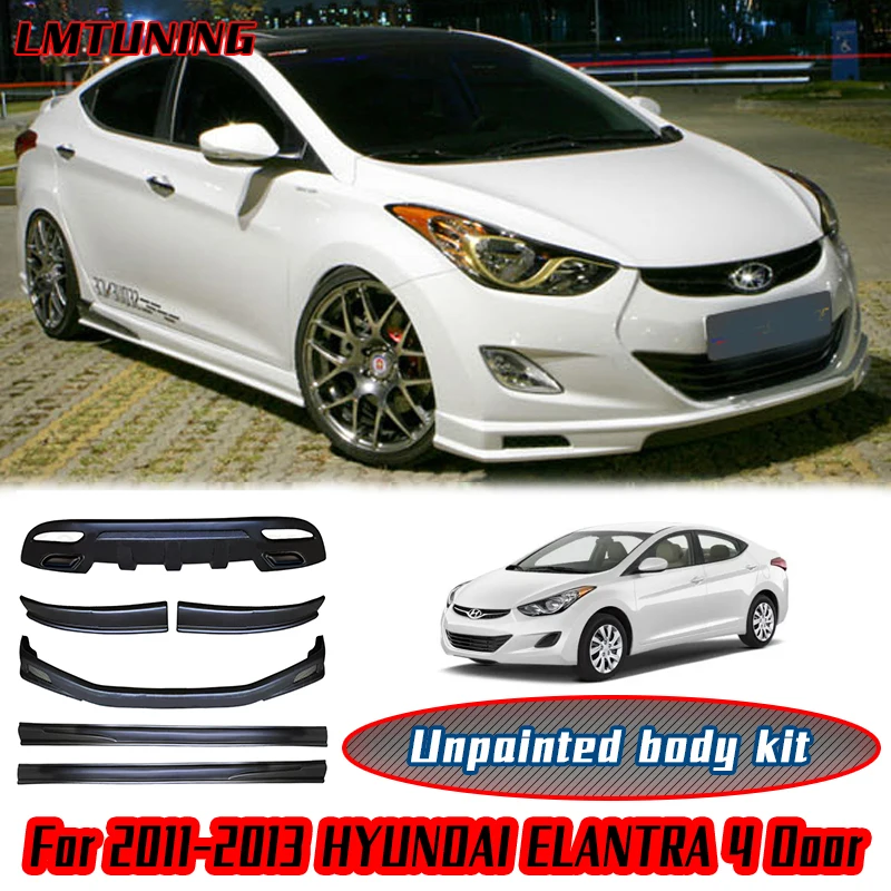 

For 2011-2016 HYUNDAI ELANTRA 4 Door Sedan 6pc Aero Lip Body Kit Rear Diffuser Front Bumper Lip Side Skirt Refit Accessories