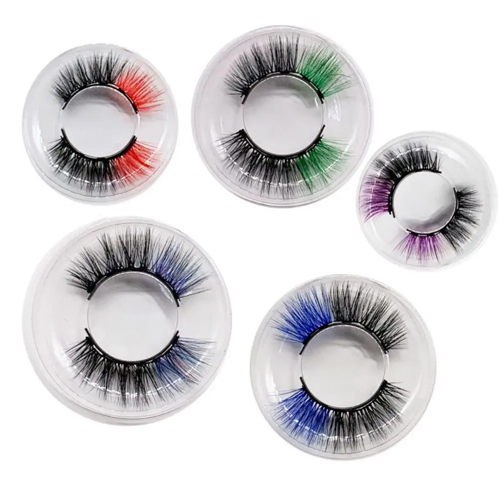 Hand-made Hand-made Magnetic Eyelash Reusable Natural 5D Mink Lashes Colored Fluffy False Eye Lashes Stage