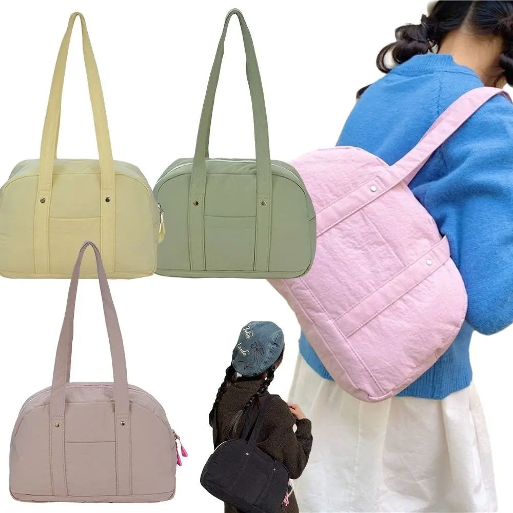 Lightweight Shoulder Bag Double Shoulder Straps Inner Pocket Tote Bag Sporty Casual Style Zipper Closure Storage Pouch
