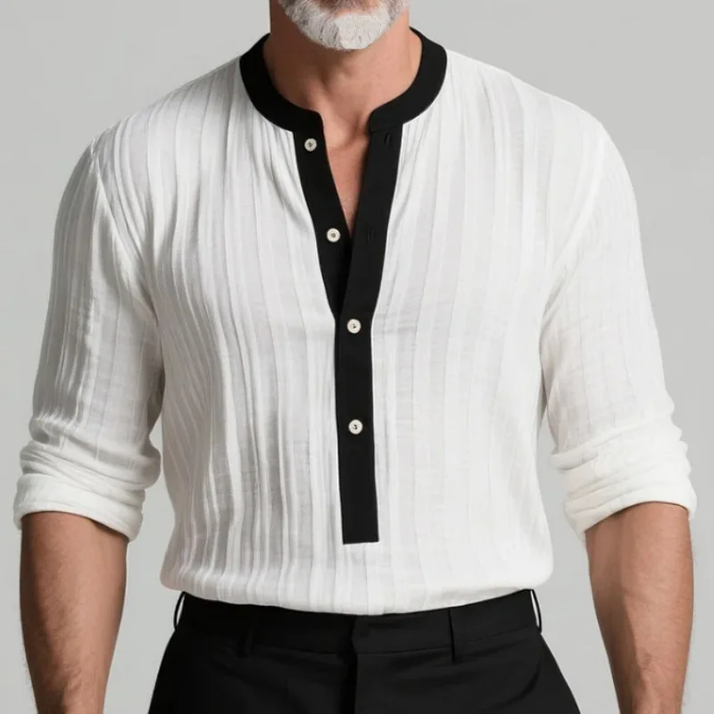 Autumn And Winter New Men's Casual Knitted Crew Neck Half-open Button-up Knitted Sweater, Men's Clothing