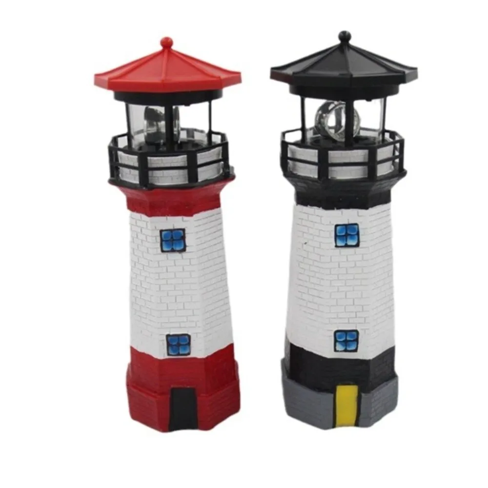 

Resin Solar Lighthouse Light Solar Powered Waterproof LED Lighthouse Lamp Rotating Beam Lantern Lighthouse