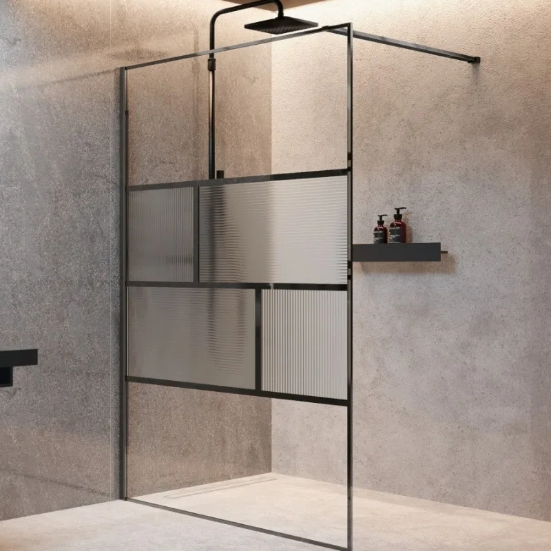 Narrow and minimalist shower room Toilet dry and wet separation glass partition  half wall screen Barrier-free s