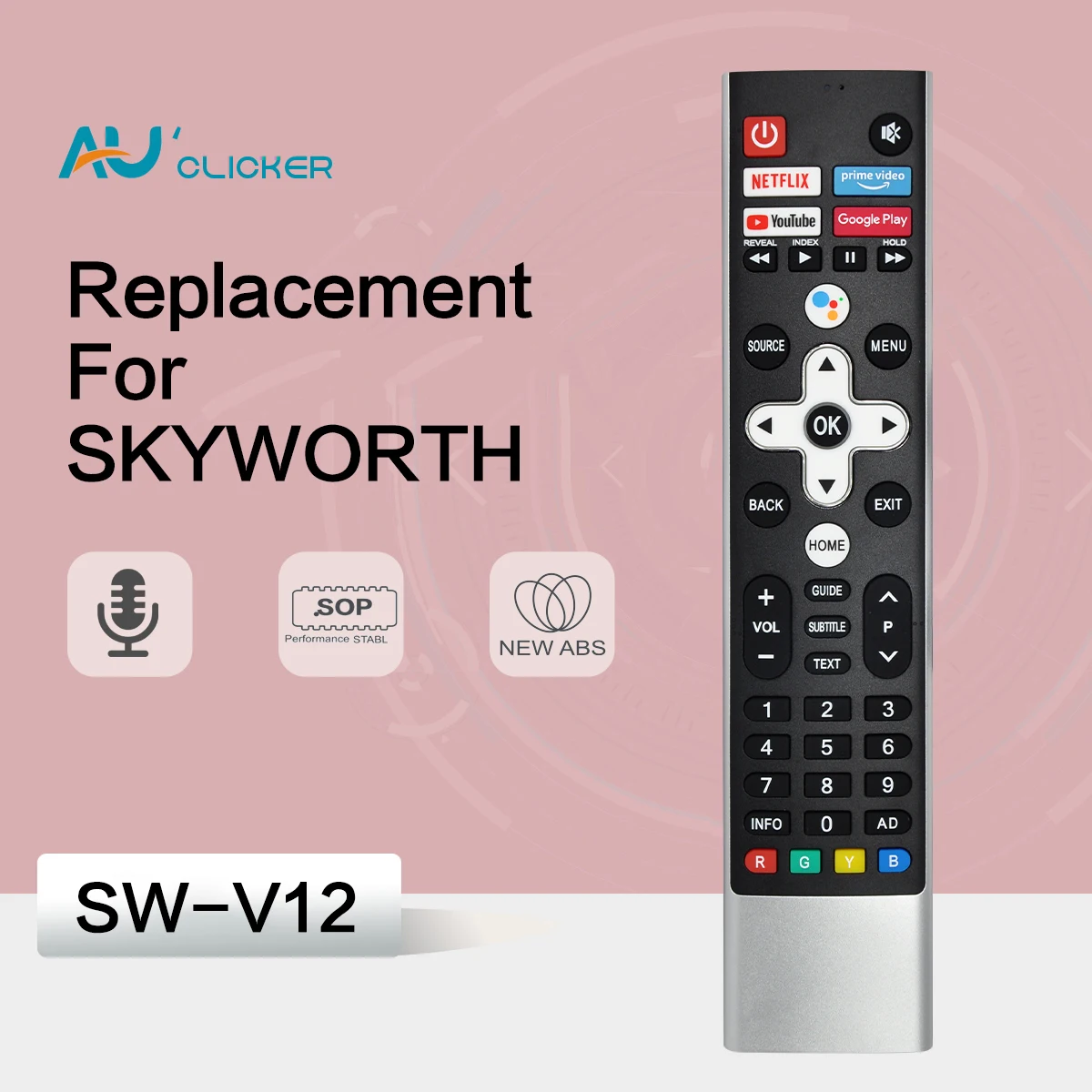 Voice Remote Control Replacement for Skyworth SW-V12 Compatible 536C-267A00-W010 536J-267A00-W000 Smart TV Voice Remote Control