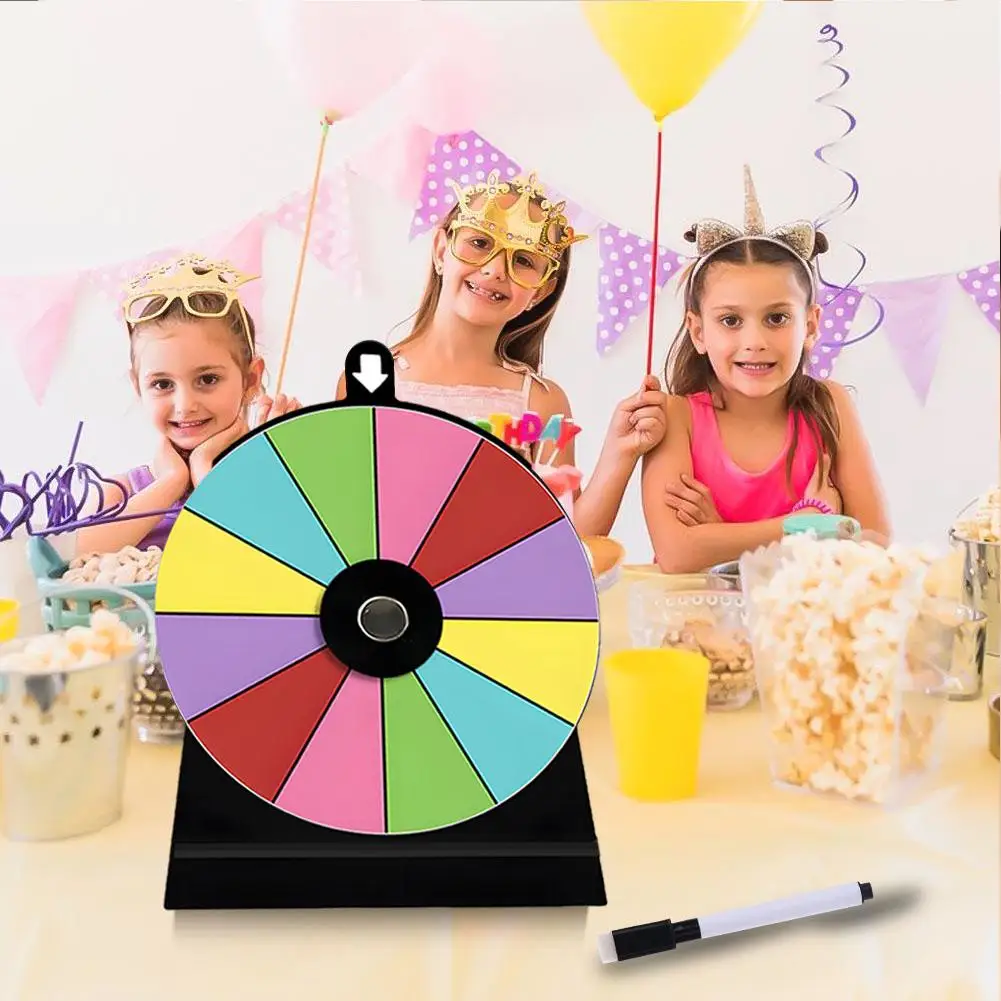 Prize Wheel Color Tabletop Roulette Spinner of Fortune Spin The with Dry Erase Marker and Eraser Win Game for Party