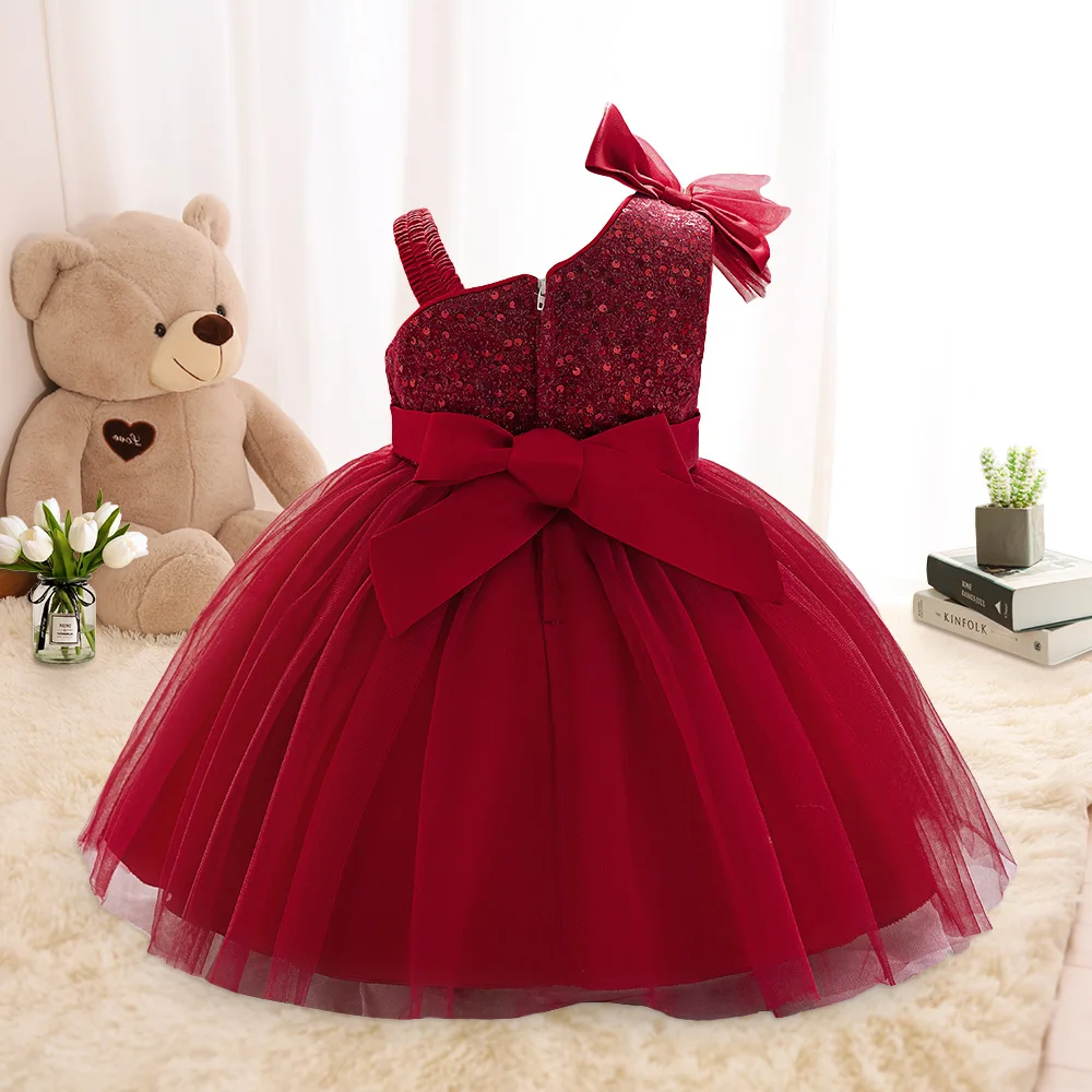 Sequins 1st Birthday Party Baby Dresses Toddler Baptism Tulle Wedding Evening Princess Dress for Girls Flower Christmas Costumes