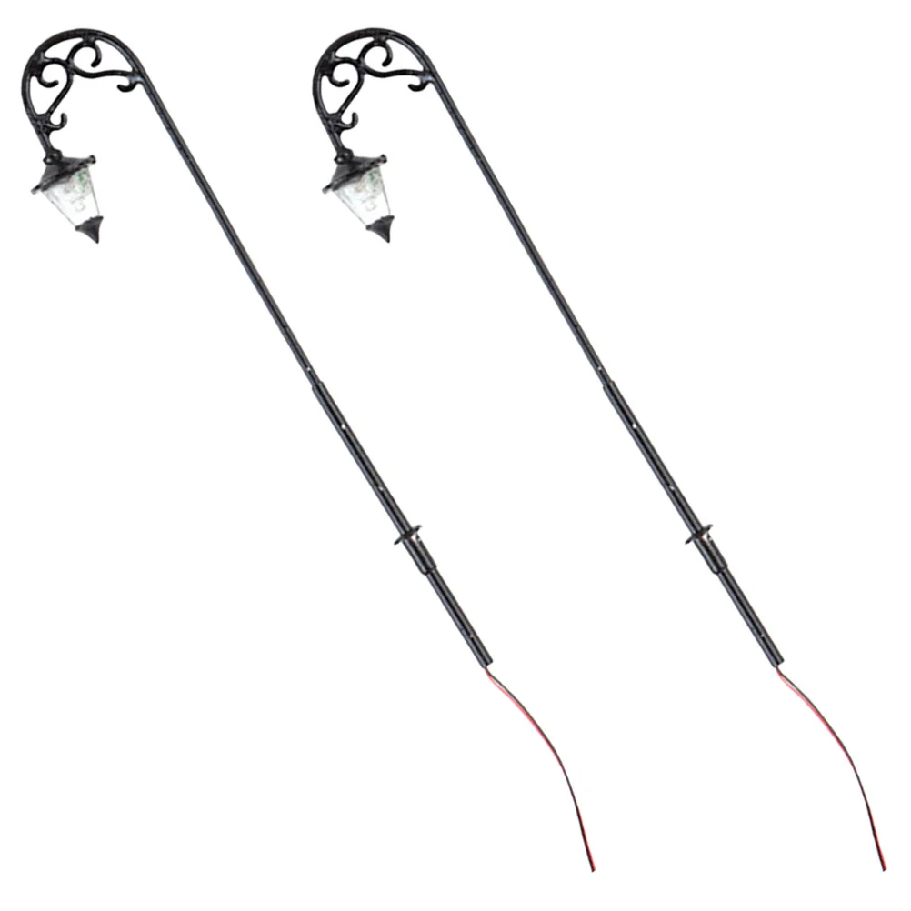 2 Pcs Micro Landscape Garden Miniature Decor Lamp Sand Table Village Street Model Statue Room for Bedroom Light