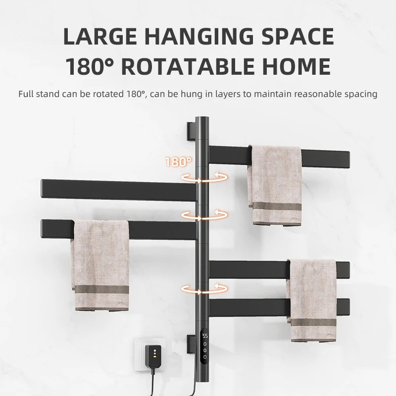 دفئا للتدوير شماعات حمام الجرف تسخين كهربائي مع قضبان المناشف الأشعة فوق البنفسجية الرقمية تسخين منشفة رف للحمام #4