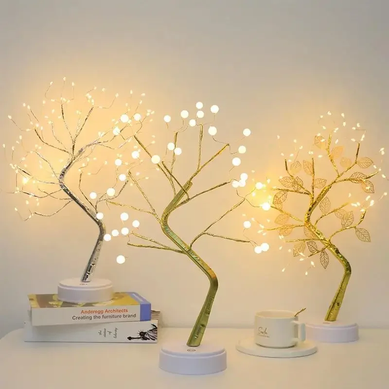 36/144 leds USB Bonsai Lamp Gypsophila Tree Night Light Touch Copper Wire Table Lamp Home Party Wedding Christmas Holiday Decor